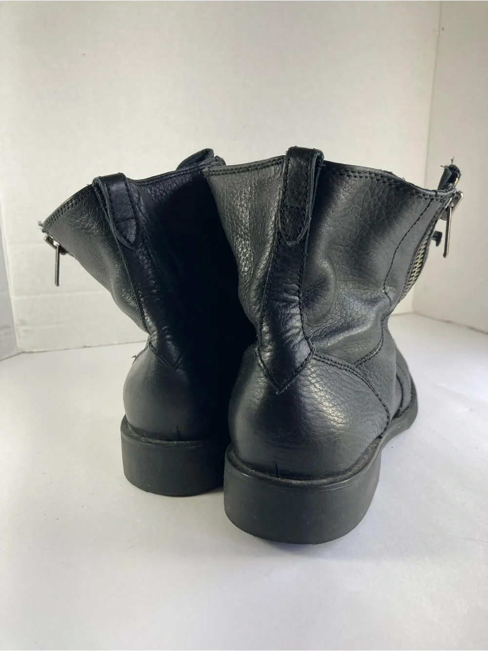 The Rails Combat Bike Boots With Sipper Black Leather Mens Shoe Sz US 11.5-12